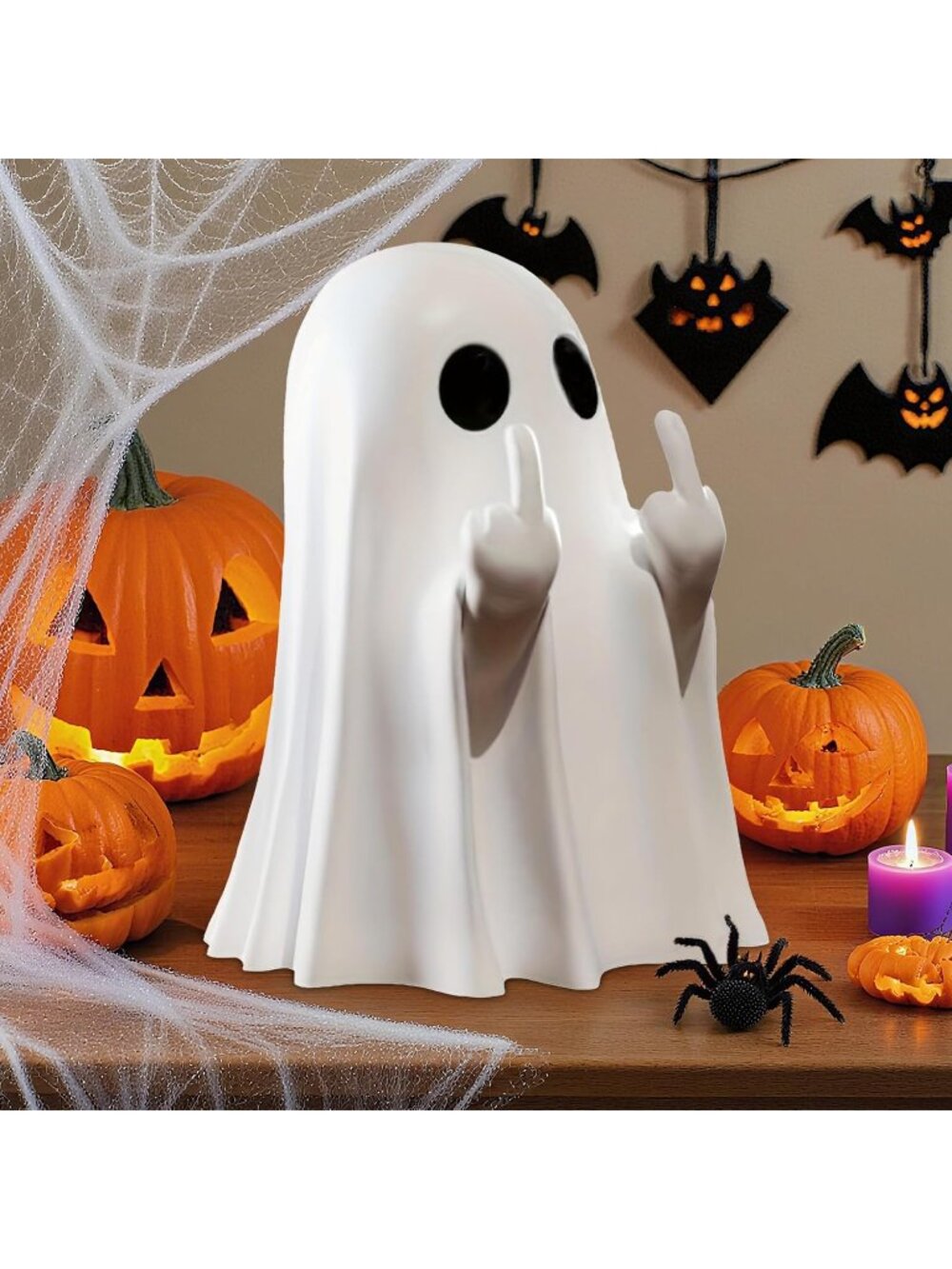 Off White Big Halloween Cute Ghost Statue Ornaments Funny Resin Statue Halloween